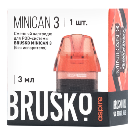 Сменный картридж Brusko - Minican 3 (без испарителя, 3 мл., Красный)
