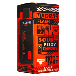 TIKOBAR FLASH - Кислая Вишнёвая Шипучка (Sour Fizzy Cherry, 11000 затяжек)