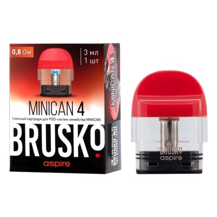 Сменный картридж Brusko - Minican 4 (0.8 Ом, 3 мл., Красный)