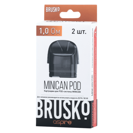 Сменный картридж Brusko - Minican (1 Ом, 3 мл., Чёрный, 2 шт.)